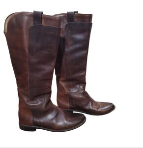Frye 3477535 Paige Tall Riding Brown Distressed Leather Boho Women Boots Sz 9.5B